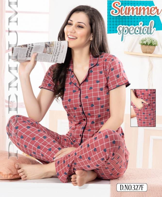 Summer Special 327 Night Wear Printed Cotton Wholesale Night Suits Collection